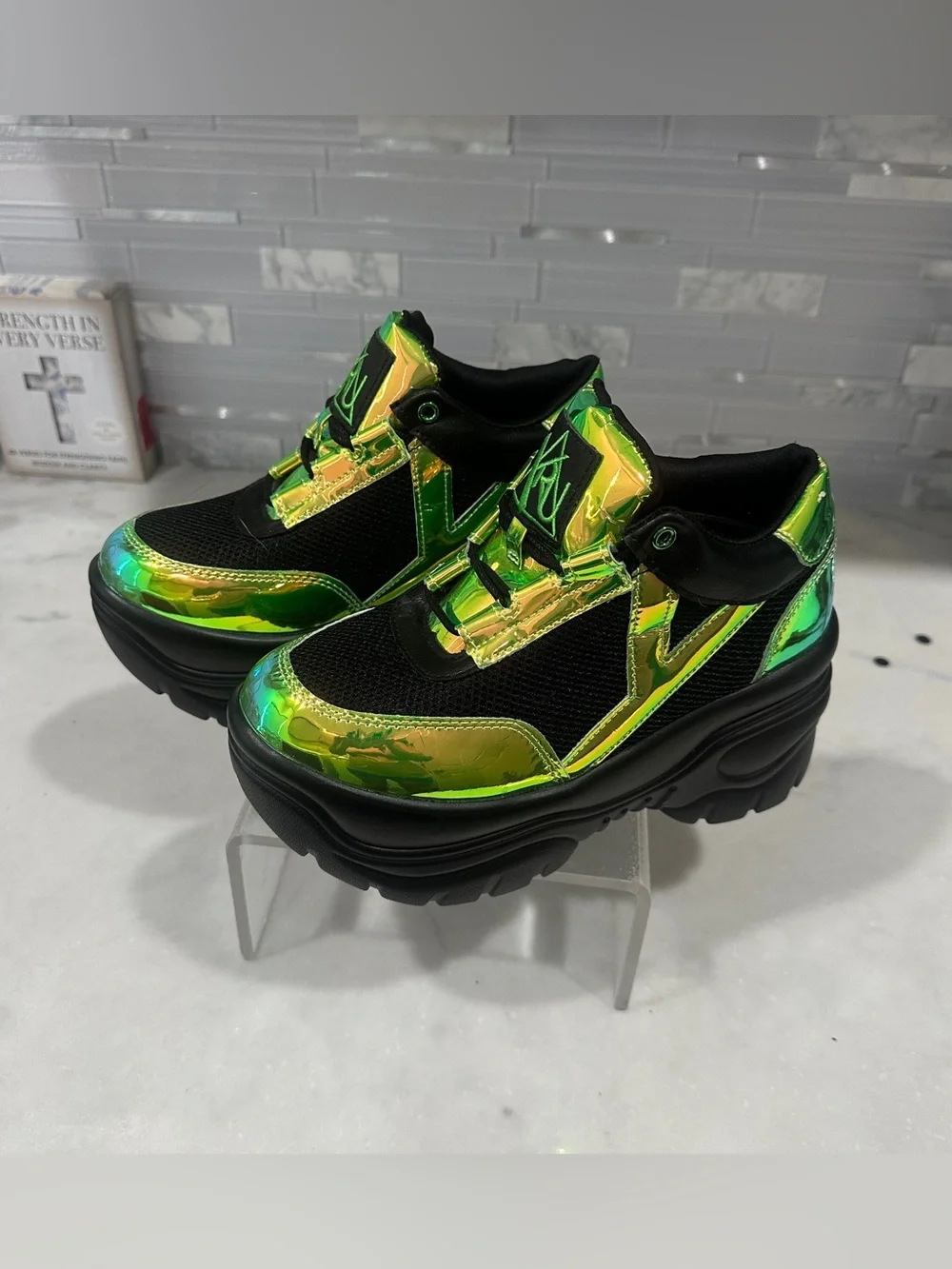 NWOT YRU Matrixx Lime Green Platform Sneakers | Size 6